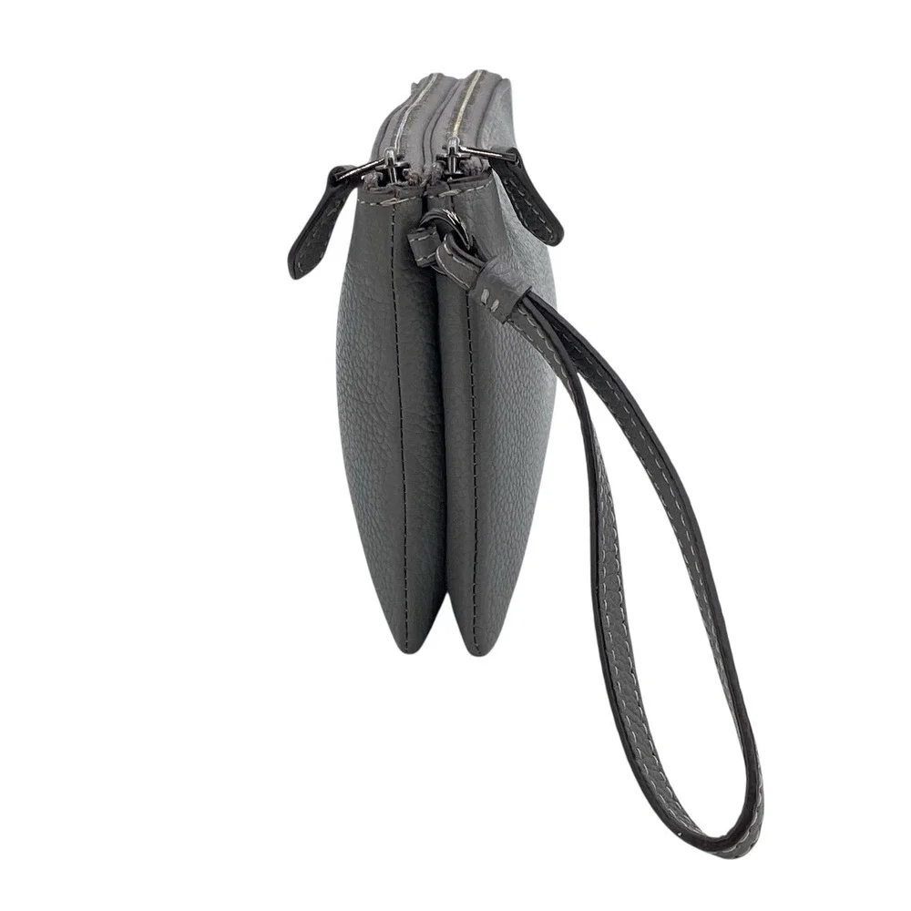 Coach Double Zip Wallet/Wristlet Gray‎ Leather 54052 - Picture 5 of 16